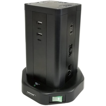 HD-AC12C2U2BK タワー型USB付電源タップ HIDISC コンセント個数12 ...