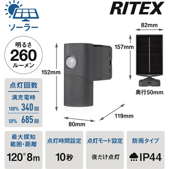 4.5W×1灯 LEDソーラーシンプルスタイルセンサーライト ライテックス(ムサシ)