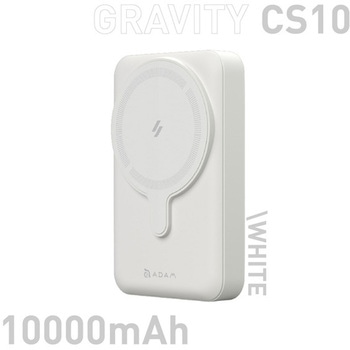 GRAVITY CS10 MagSafe対応ワイヤレス充電 10000mAh スタンド機能付 モバイルバッテリー ホワイト ADAM elements