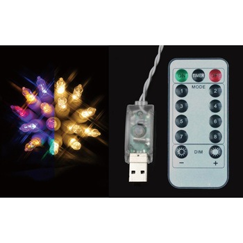 ペッパー型LEDライト マルチパステルイエロー 30球 リモコン付 東京ローソク製造