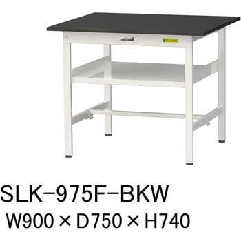 実験用軽量作業台/固定式_高耐薬品ケミテクト天板_中間棚付き_ワークテーブルLABシリーズ_実験用ラボテーブル 山金工業