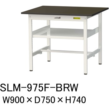 実験用軽量作業台/固定式_指紋レスメラミン天板_中間棚付き_ワークテーブルLABシリーズ_実験用ラボテーブル 山金工業