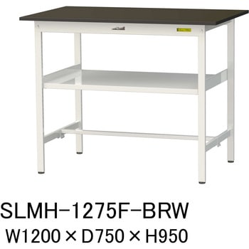 実験用軽量作業台/固定式_指紋レスメラミン天板_中間棚付き_ワークテーブルLABシリーズ_実験用ラボテーブル 山金工業