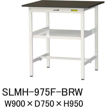 実験用軽量作業台/固定式_指紋レスメラミン天板_中間棚付き_ワークテーブルLABシリーズ_実験用ラボテーブル 山金工業