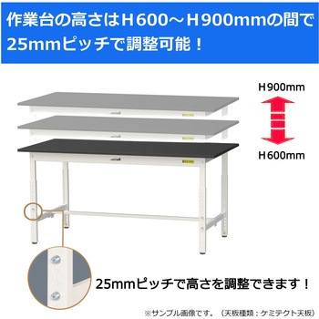 実験用軽量作業台/高さ調整_指紋レスメラミン天板_ワークテーブルLABシリーズ_実験用ラボテーブル 山金工業