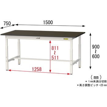 実験用軽量作業台/高さ調整_指紋レスメラミン天板_ワークテーブルLABシリーズ_実験用ラボテーブル 山金工業