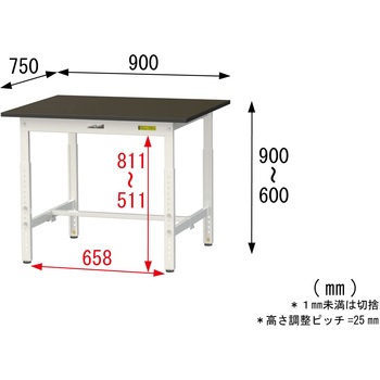 実験用軽量作業台/高さ調整_指紋レスメラミン天板_ワークテーブルLABシリーズ_実験用ラボテーブル 山金工業