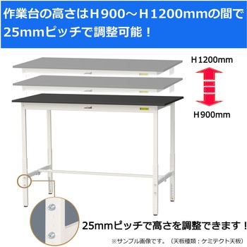 実験用軽量作業台/高さ調整_指紋レスメラミン天板_ワークテーブルLABシリーズ_実験用ラボテーブル 山金工業