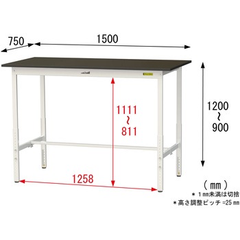 実験用軽量作業台/高さ調整_指紋レスメラミン天板_ワークテーブルLABシリーズ_実験用ラボテーブル 山金工業