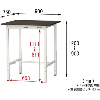 実験用軽量作業台/高さ調整_指紋レスメラミン天板_ワークテーブルLABシリーズ_実験用ラボテーブル 山金工業