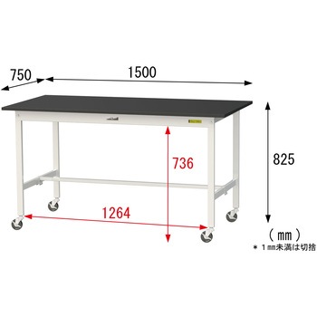 実験用軽量作業台/キャスター付き_高耐薬品ケミテクト天板_ワークテーブルLABシリーズ_実験用ラボテーブル 山金工業