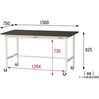 実験用軽量作業台/キャスター付き_指紋レスメラミン天板_ワークテーブルLABシリーズ_実験用ラボテーブル 山金工業