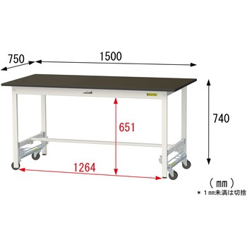 実験用軽量作業台/ワンタッチキャスター付き_指紋レスメラミン天板_ワークテーブルLABシリーズ_実験用ラボテーブル 山金工業