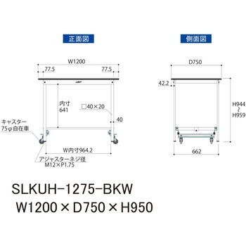 実験用軽量作業台/ワンタッチキャスター付き_高耐薬品ケミテクト天板_ワークテーブルLABシリーズ_実験用ラボテーブル 山金工業
