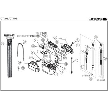 乾電池式噴霧器 GT-3HS-AAA-1 / GT-5HS-AAA-1 部品 工進