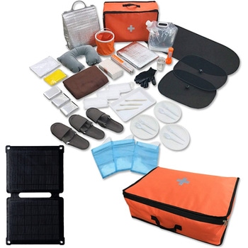 YRSB-M100+YSB-25 防災セット 車載用 車中泊セット 防災グッズ25点セット ソーラーパネル付き YAMAZEN(山善) 72827426