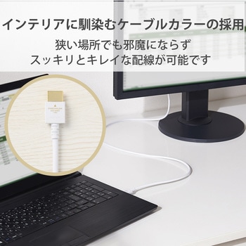 HDMIケーブル プレミアム 4K対応 小型コネクタ やわらか 家具調カラー エレコム