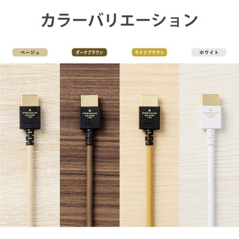 HDMIケーブル プレミアム 4K対応 小型コネクタ やわらか 家具調カラー エレコム
