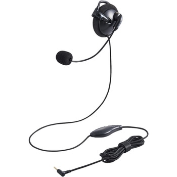 ヘッドセット 耳掛け 有線 片耳 左耳用 4極ミニプラグ 変換ケーブル付(3極ミニプラグ) 軽量 黒 エレコム