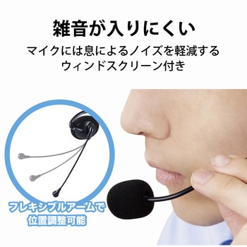 ヘッドホン ヘッドセット マイク付き 有線 Φ3.5mm3極 4極 接続 ネックバンドタイプ ミュートスイッチ付き 無指向性 軽量 折りたたみ式 テレワーク WEB会議 オンライン授業 ブラック エレコム