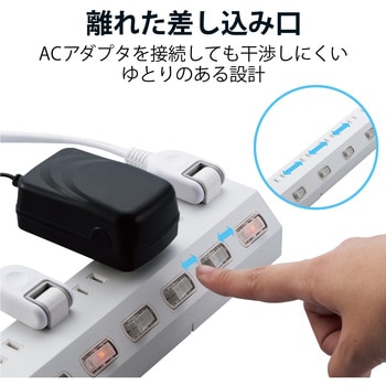 延長コード 電源タップ 2P 10個口 個別スイッチ 2.5m 雷ガード ほこり防止シャッター エレコム