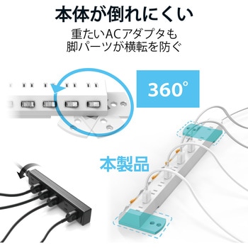 延長コード 電源タップ 2P 10個口 回転 個別スイッチ 2.5m 雷サージ ほこりシャッター付 エレコム