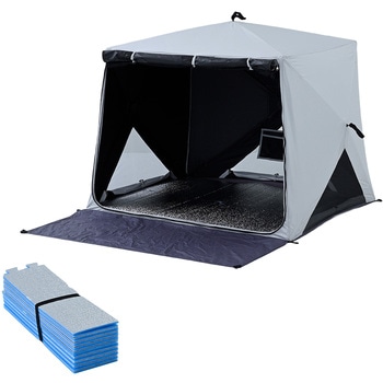 PATC-150(BEB)+YZAG-140 傘みたいに広げるだけ パッとサッとサンシェード キューブ フルクローズ メッシュ YAMAZEN(山善) 72855871