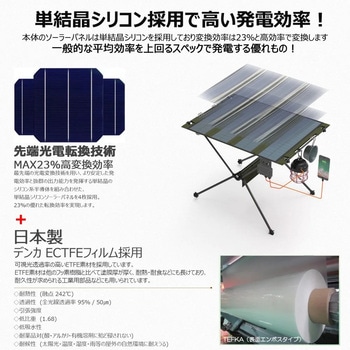 スマホにも充電できる!ソーラーパネル付き折畳みテーブル リバーシブル 45W 組立式 キャリーバッグ付き GOODGOODS(グッド・グッズ)