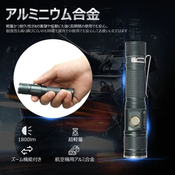 充電式LED懐中電灯 ズーム機能 バッテリー交換可能 専用ケース付き GOODGOODS(グッド・グッズ)