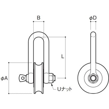 プーリーシャックル(合成樹脂車ベアリング入) ふじわら(AIOULE) 滑車