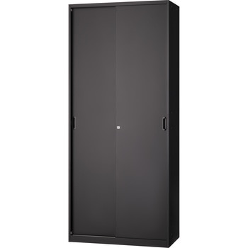 壁面スチール収納 D450 ブラック 引違スチール戸 H2100 ノーブランド
