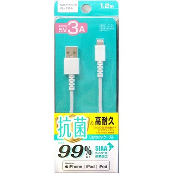 USB充電&同期ケーブル 1.2m LN 抗菌 WH - カシムラ