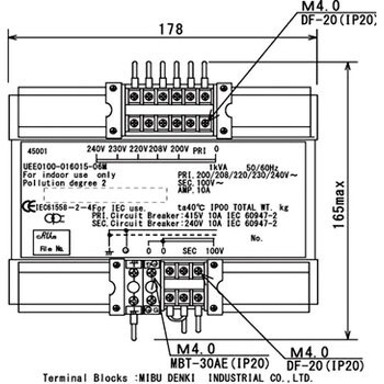 UEE0100-016015-06M(No.45001)1kVA 電源トランス 1台 TOYOZUMI