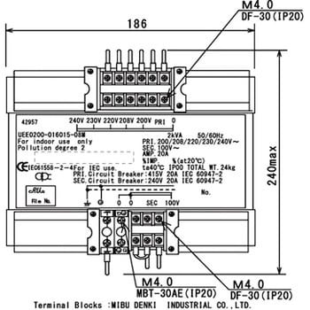 UEE0200-016015-08M(No.42957)2kVA 電源トランス 1台 TOYOZUMI