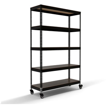MK-825NCABK メタル&ウッドラック シェルフ5段(幅121) キャスター付 ドリームウェア 73471241