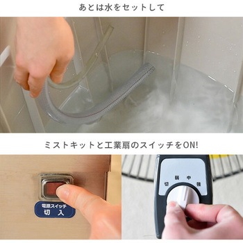 工場扇風機用 ミストキット ミストシャワー 猛暑対策 自給 水道直結 ステンレス製 工業扇風機用 ミストユニット 暑さ対策 ナカトミ