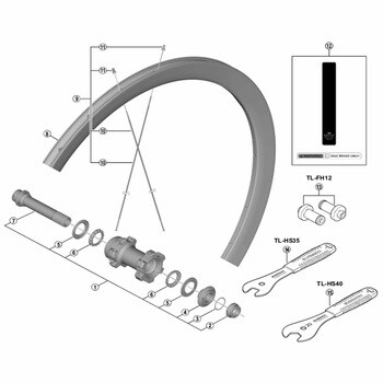 Y07B98010 Y07B98010 WH-RX31-F12 ハブ軸組 1個 SHIMANO(シマノ) 【通販モノタロウ】