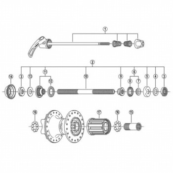 Y3BK98020 クイック軸組立品 (168mm) FH-M752L/M755L/M756 SHIMANO(シマノ)