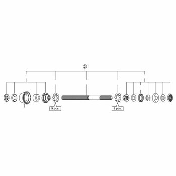 Y3SK98010 ハブ軸組立品 (軸長146mm / 玉間135mm) SHIMANO(シマノ)