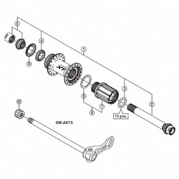 シマノ Y3TH98010 ハブ軸組立品 SHIMANO