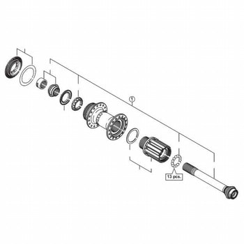 Y3TM98010 FH-M820 ハブ軸組 10mm SHIMANO(シマノ)