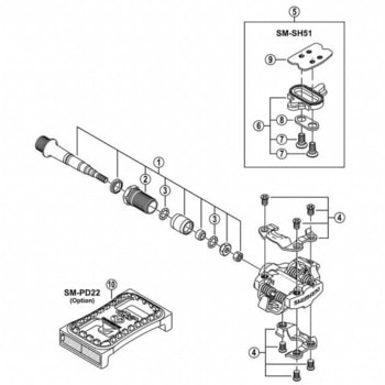 Y45E98020 ペダル軸組立品 (左・B.C.9/16’×20山) SHIMANO(シマノ)