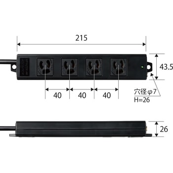 延長コード 電源タップ 舞台・スタジオ照明用 3P 4個口 黒 マグネット付 抜け止め エレコム