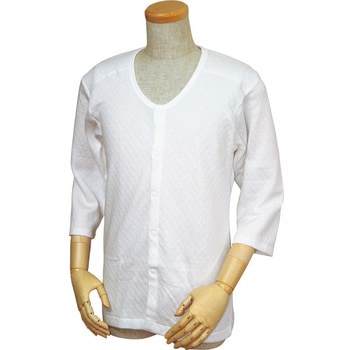 キルト八分袖前開きシャツ(ワンタッチテープ式) 紳士用 ウエル