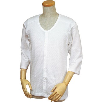 キルト八分袖前開きシャツ(ワンタッチテープ式) 紳士用 ウエル