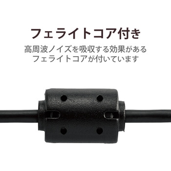 USBケーブル デジカメ用 ミニB フェライトコア ブラック エレコム