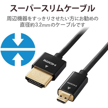HDMIケーブル microHDMI-HDMI 4K対応 スーパースリム デジカメ用 エレコム