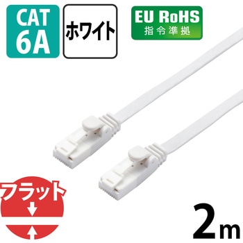 LANケーブル CAT6A準拠 ギガビット 爪折れ防止 フラット より線 スリムコネクタ RoHS 1.4mm エレコム
