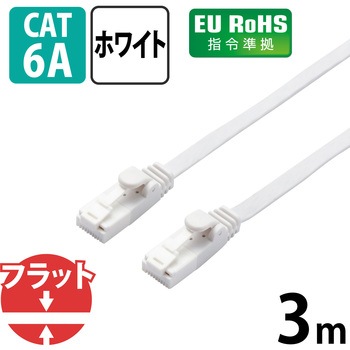 LANケーブル CAT6A準拠 ギガビット 爪折れ防止 フラット より線 スリムコネクタ RoHS 1.4mm エレコム