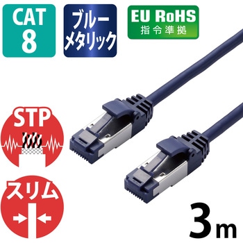 LANケーブル cat8 より線 超スリム(直径：4.1mm) 爪折れ防止 保護カバー付き LD-OCTST エレコム